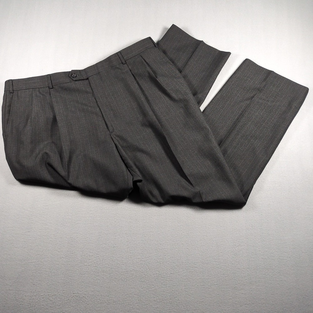 Vtg Bert Pulitzer Men's Suit 48R Pant 42x32 Wool Blend 2pc Black Stripe 2 Button - Picture 3 of 10